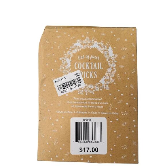 NIB Cocktail Picks Metal Christmas Trees Forks 6 Boxes Available Gold Macy’s - Picture 2 of 7